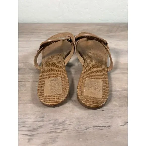 Tory Burch Brown Snake Skin Women's‎ Thong Logo Sandal Size 10M- EUC - Picture 5 of 9